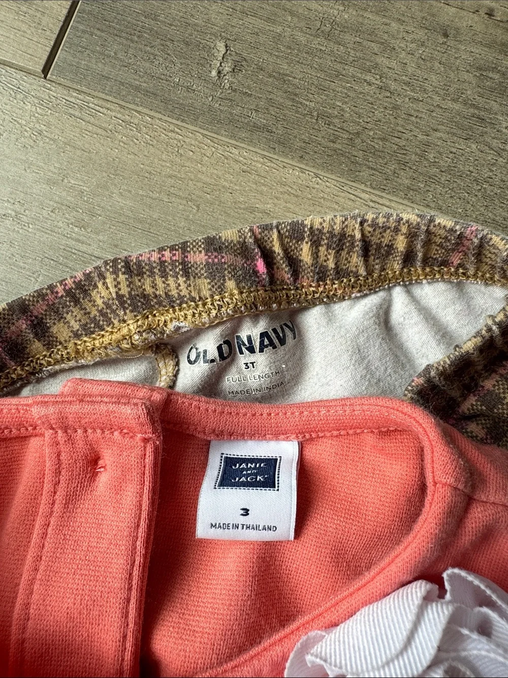 Janie and Jack Coral Pink Peplum Top with Plaid Leggings Set